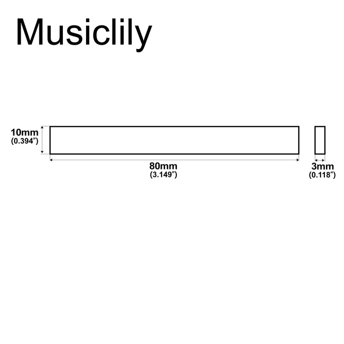 Dimensions of musiclily basic bone guitar saddle blank for martin acoustic and classical guitar 80x3x10mm mx0732 2