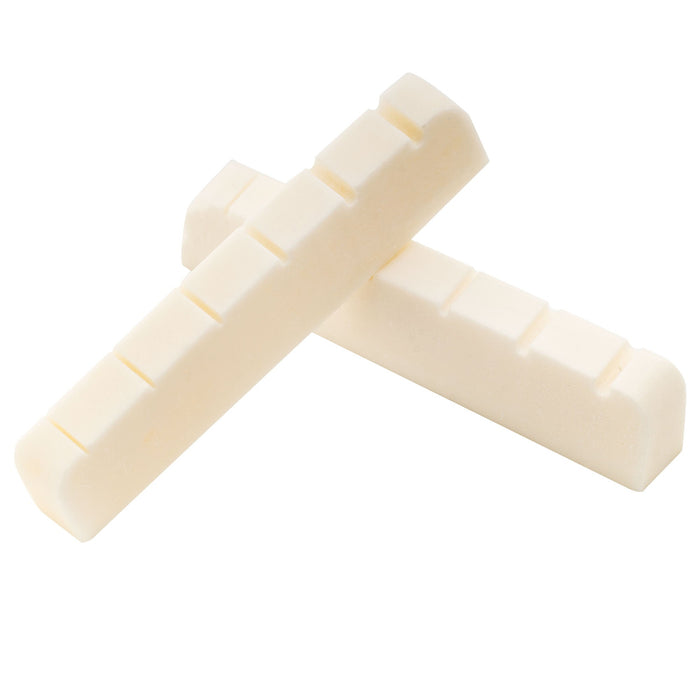 detail of musiclily basic 43mm flat bottom slotted guitar bone string nut for 6 string electric guitar 43x6x8 5mm mx0735 2