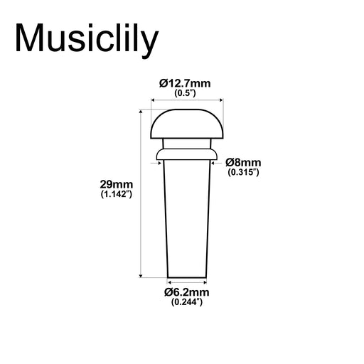 Dimensions of musiclily pro slotted ebony acoustic guitar endpin mx0748 2p