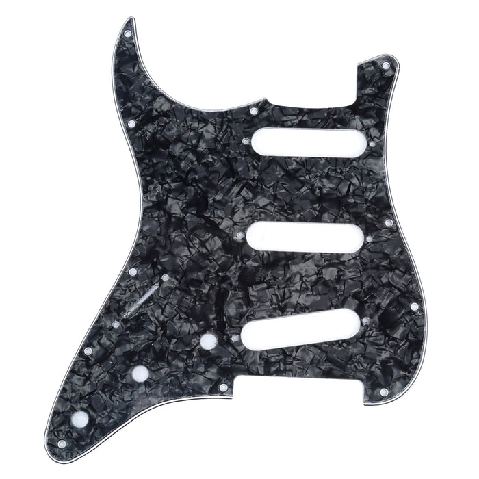 musiclily pro sss 11 hole left handed strat guitar pickguard for fender usa mexican made standard stratocaster standard modern style 3ply 4ply mx0752p, black pearl