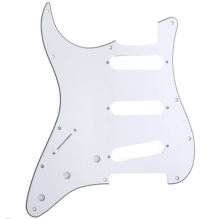 musiclily pro sss 11 hole left handed strat guitar pickguard for fender usa mexican made standard stratocaster standard modern style 3ply 4ply mx0752p, white