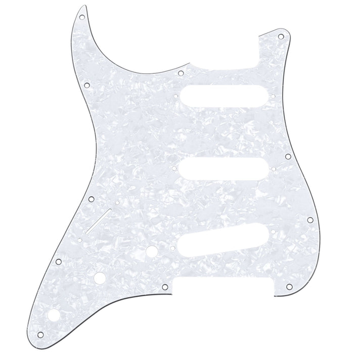 musiclily pro sss 11 hole left handed strat guitar pickguard for fender usa mexican made standard stratocaster standard modern style 3ply 4ply mx0752p, white pearl