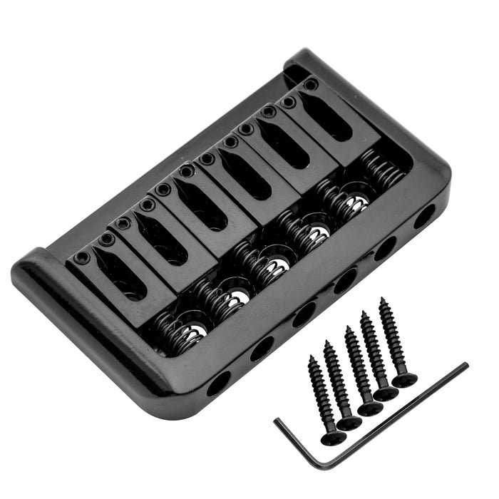 detail of musiclily basic 52 5mm2 1 16 inch edged 6 string non tremolo guitar hardtail bridge mx0826p