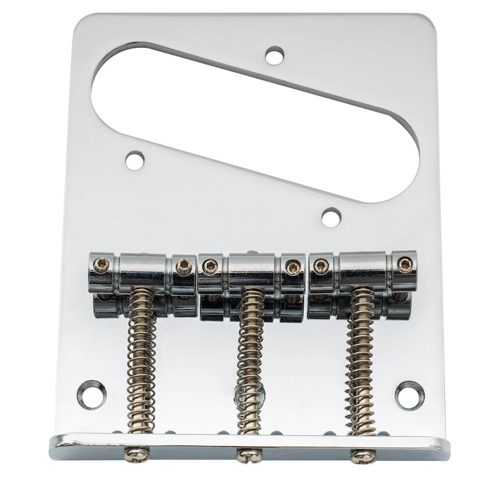 detail of musiclily basic 54mm2 1 8 inch guitar bridge with 3 saddle for tele style guitar mx0832