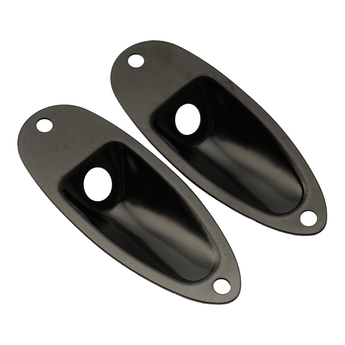 musiclily basic steel boat style electric guitar output jack plate mx0850 2p, black