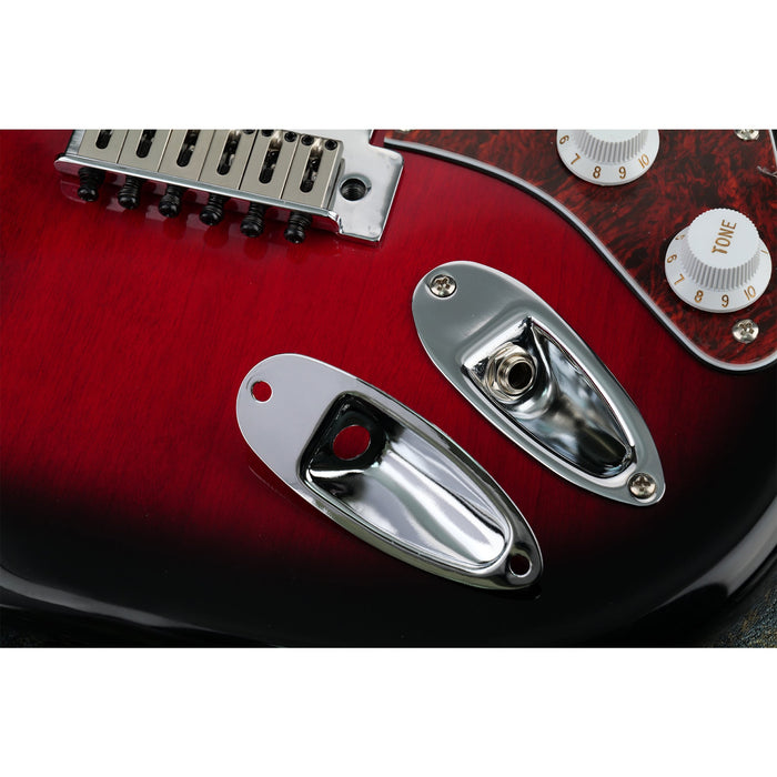 Application of musiclily basic steel boat style electric guitar output jack plate mx0850 2p