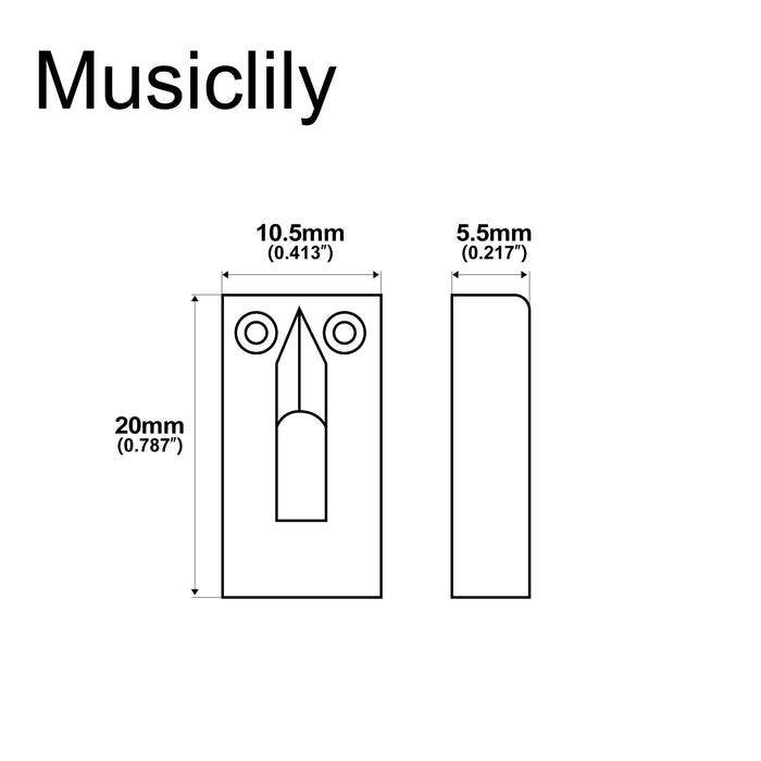 Dimensions of musiclily basic 10 5mm rectangle tremolo guitar bridge saddles for electric guitar mx0884 6p
