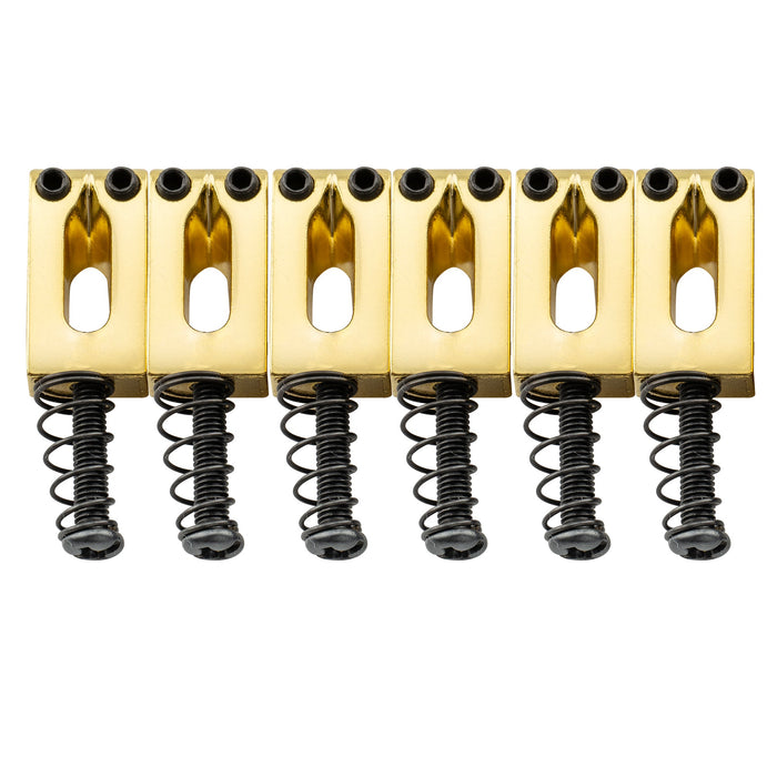 musiclily basic 10 5mm rectangle tremolo guitar bridge saddles for electric guitar mx0884 6p, gold