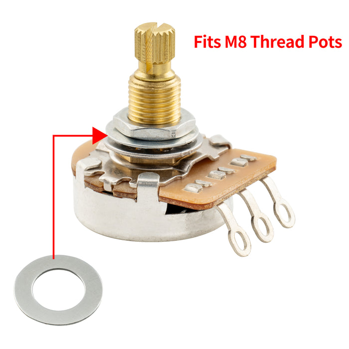 Application of m8 pots mounting hex nuts flat washers set for metric guitar bass potentiometers mx0889 10p