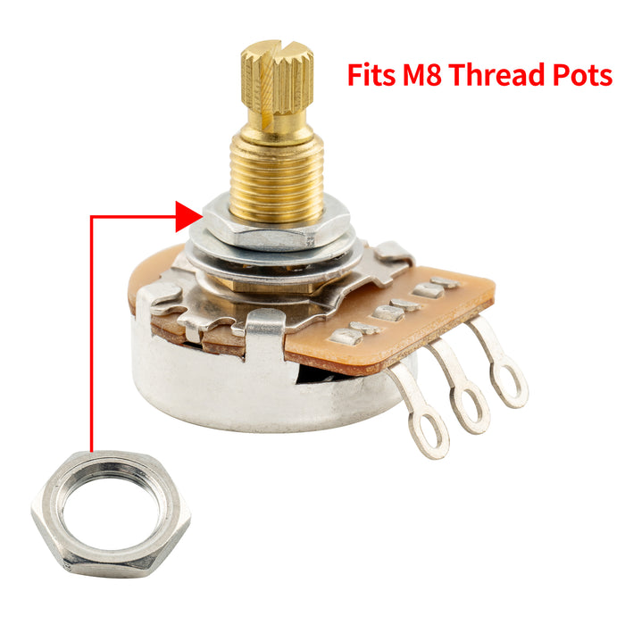 Application of m8 pots mounting hex nuts flat washers set for metric guitar bass potentiometers mx0889 10p