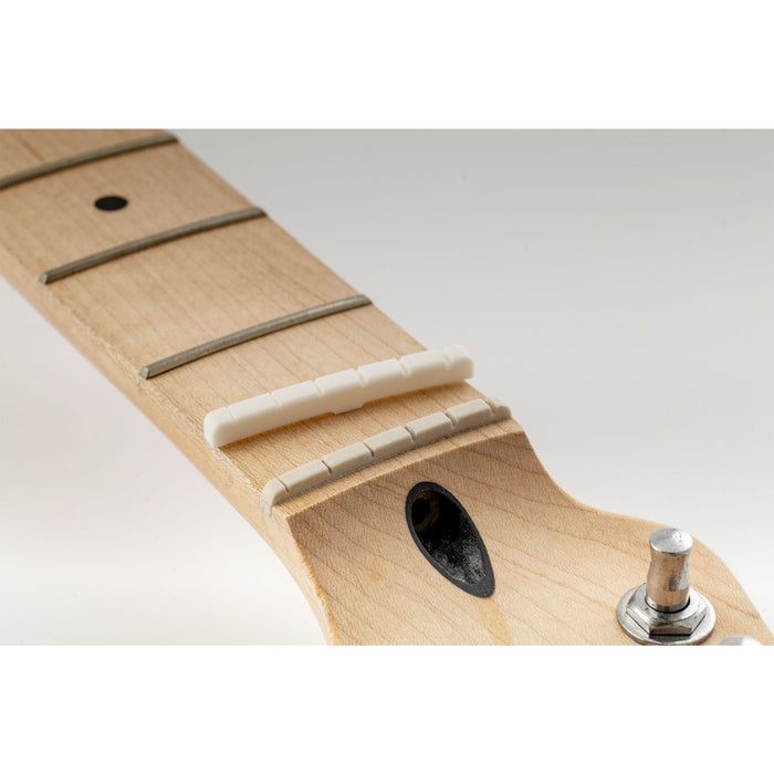 Application of musiclily pro 43mm standard st style curved bottom guitar bone nut for 6 string fender strat and tele electric guitar 43x3 3x4 4mm mx1003 2