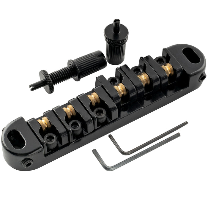 detail of musiclily basic 51 5mm2 1 32 inch roller locking tune o matic guitar bridge tunematic saddle for lp style electric guitar mx1005p