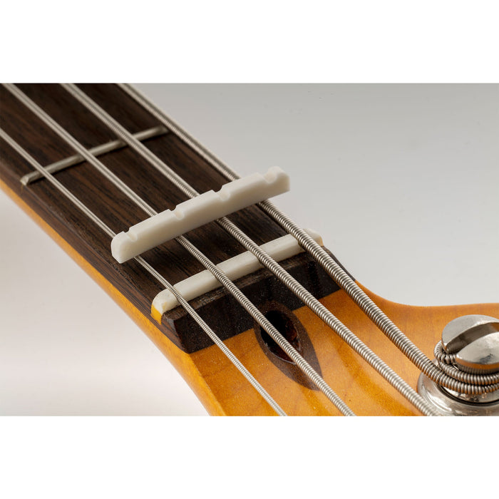 Application of musiclily pro slotted bone j bass nut with curved bottom for 4 string jazz bass 39 5x3 2x4 8mm mx1030 2