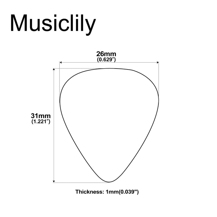 Dimensions of musiclily basic 1mm abs plastic guitar bass picks mixed color randomly set of 5