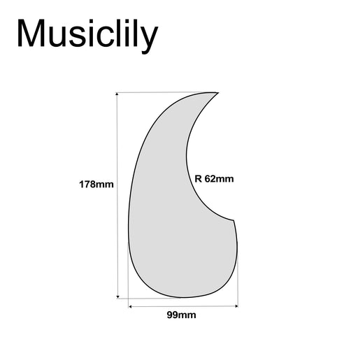 Dimensions of musiclily pro left handed self adhesive teardrop acoustic guitar pickguard for martin d28 style guitar mx1146bk
