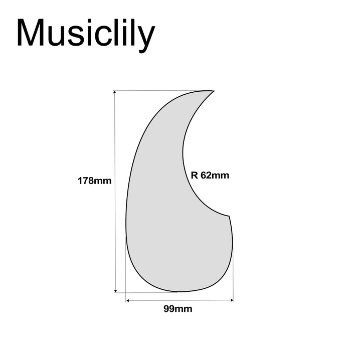 Dimensions of musiclily pro left handed self adhesive teardrop acoustic guitar pickguard for martin d28 style guitar mx1146bk