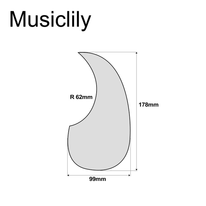 Dimensions of musiclily pro self adhesive teardrop acoustic guitar pickguard for martin d28 style guitar mx1147bk