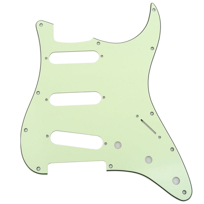 musiclily pro sss 11 hole strat guitar pickguard for fender usa mexican made standard strat modern style 1 3 4 ply mx0111, mint green