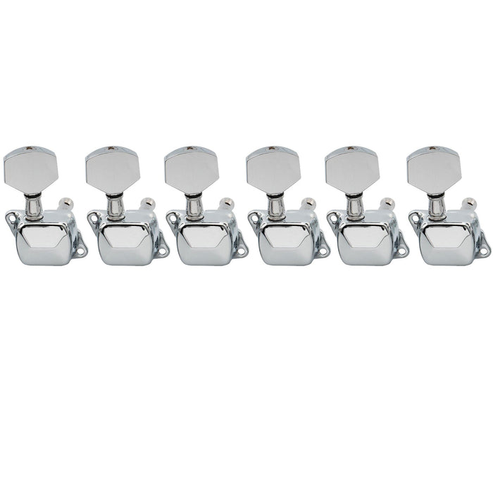 musiclily basic 6 in line semi sealed guitar tuners tuning pegs keys machine heads set for st squier style mx1161p, chrome