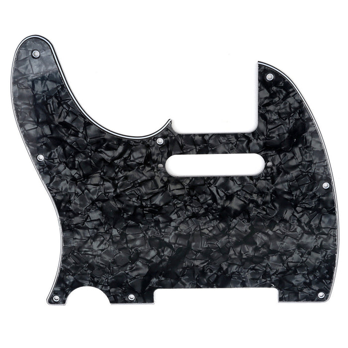 musiclily pro left handed 8 hole guitar tele pickguard for american mexican made fender telecaster standard modern style mx1177p, black pearl