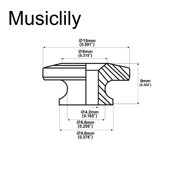 Dimensions of musiclily pro metal guitar strap buttons end pins for electric guitar mx1284cr 4