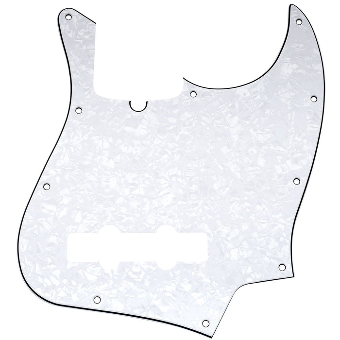 musiclily pro 10 hole modern style j bass pickguard for 4 string american jazz bass 1 3 4 ply mx1302p, white pearl