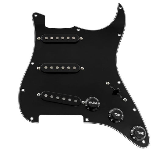 musiclily basic pre wired loaded standard st sss pickguard with alnico 5 magnet single coil pickups set for strat style electric guitar mx1319bk