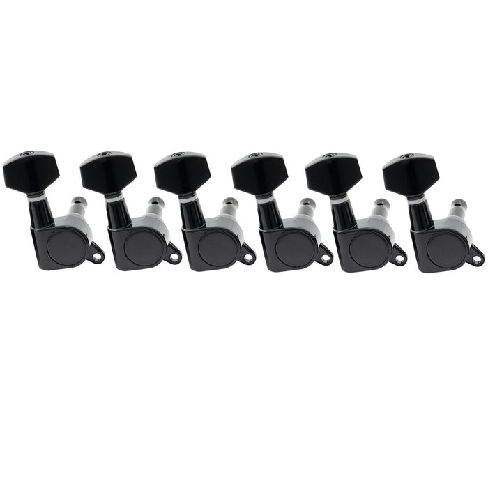 musiclily pro 6 in line guitar sealed tuners tuning keys pegs machine heads set for fender strat tele style guitar mx1342 6p, black