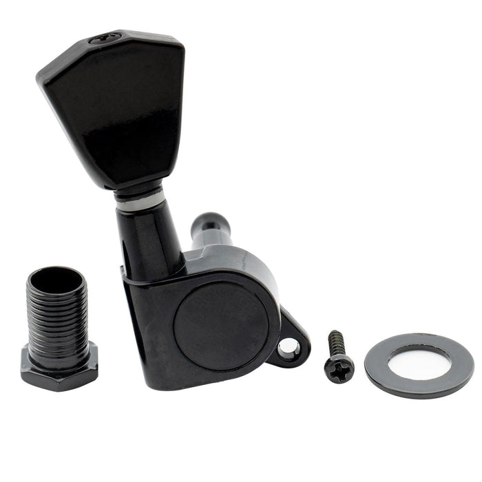 Part of musiclily pro 6 in line guitar sealed tuners tuning keys pegs machine heads set for fender strat tele style guitar keystone button mx1346bk 6