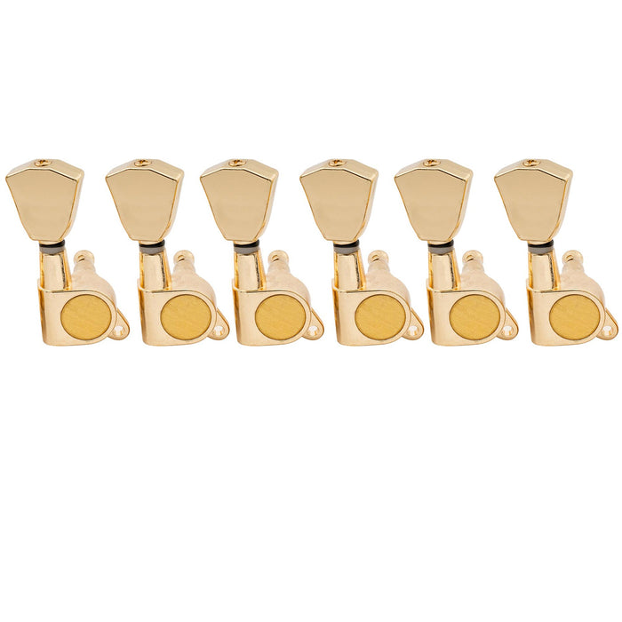 musiclily pro 6 in line guitar sealed tuners tuning keys pegs machine heads set for fender strat tele style guitar keystone button mx1346bk 6, gold