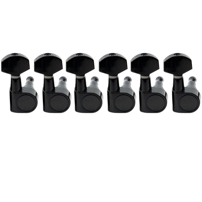 musiclily pro 6 in line 15 1 ratio 2 pin full sealed machine heads tuners tuning pegs keys with hex button for sq strat tele style electric guitar mx1350 6p, black