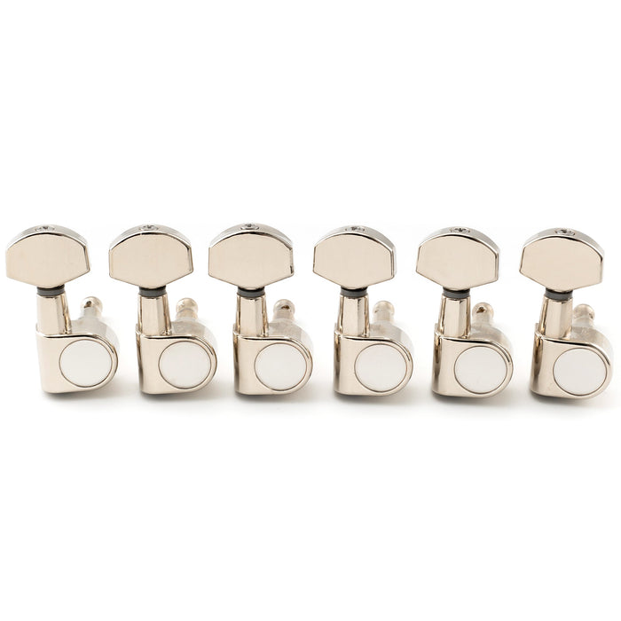 musiclily pro 6 in line 15 1 ratio 2 pin full sealed machine heads tuners tuning pegs keys with hex button for sq strat tele style electric guitar mx1350 6p, nickel