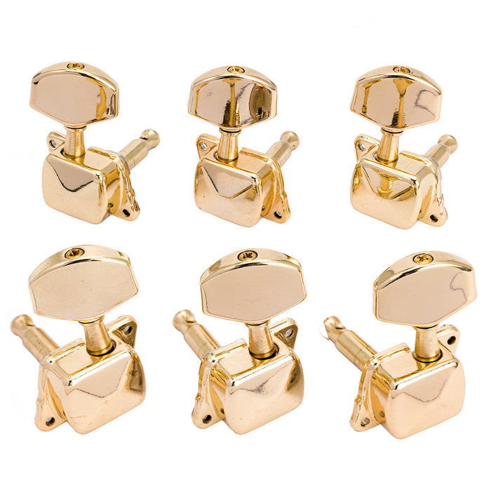 musiclily pro 3r3l 15 1 ratio semi closed machine heads tuners tuning pegs keys with big hex button for acoustic electric guitar mx1351 3mx1352 3p, gold
