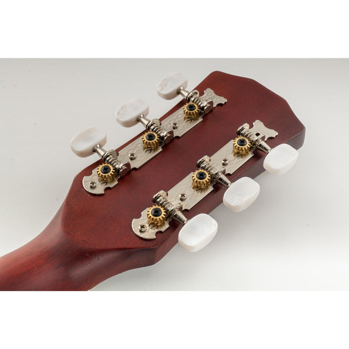 Usage show of musiclily pro 3 on a plate acoustic guitar tuners machine heads tuning keys pegs set nickel with white button