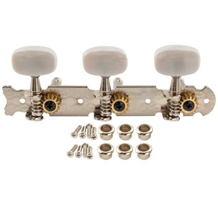 Part of musiclily pro 3 on a plate acoustic guitar tuners machine heads tuning keys pegs set nickel with white button