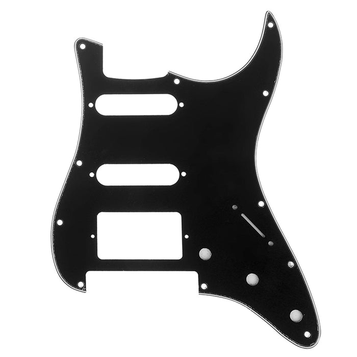 musiclily pro 11 hole modern style strat hss guitar pickguard for american mexican fender strat floyd rose bridge cut 3ply 4ply mx1380p, black