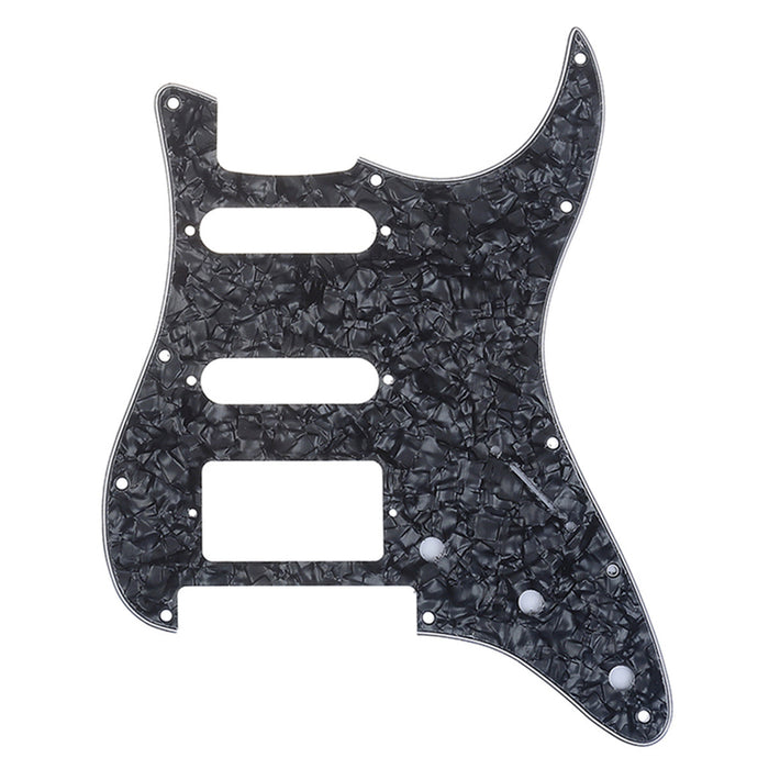 musiclily pro 11 hole modern style strat hss guitar pickguard for american mexican fender strat floyd rose bridge cut 3ply 4ply mx1380p, black pearl