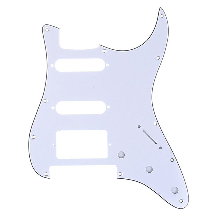 musiclily pro 11 hole modern style strat hss guitar pickguard for american mexican fender strat floyd rose bridge cut 3ply 4ply mx1380p, white