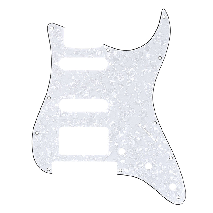 musiclily pro 11 hole modern style strat hss guitar pickguard for american mexican fender strat floyd rose bridge cut 3ply 4ply mx1380p, white pearl