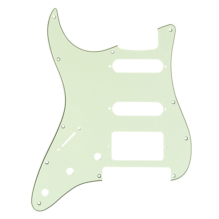 musiclily pro left handed 11 hole modern style strat hss guitar pickguard for american mexican stratocaster floyd rose bridge cut mx1381p, mint green