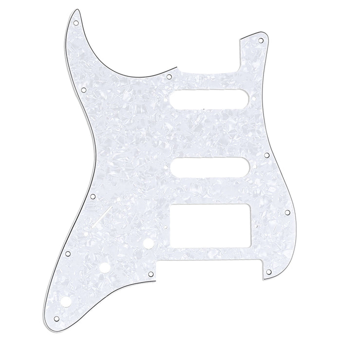 musiclily pro left handed 11 hole modern style strat hss guitar pickguard for american mexican stratocaster floyd rose bridge cut mx1381p, white pearl