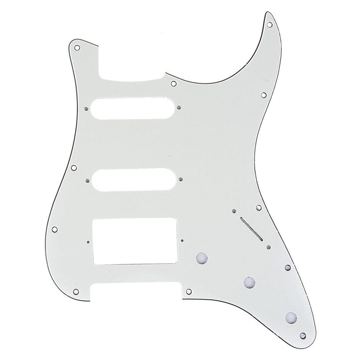 musiclily pro 11 hole modern style strat hss pickguard for american stratocaster guitar 3ply 4ply mx1382p, aged white