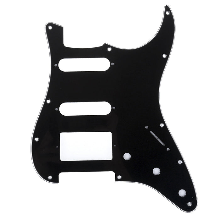 musiclily pro 11 hole modern style strat hss pickguard for american stratocaster guitar 3ply 4ply mx1382p, black