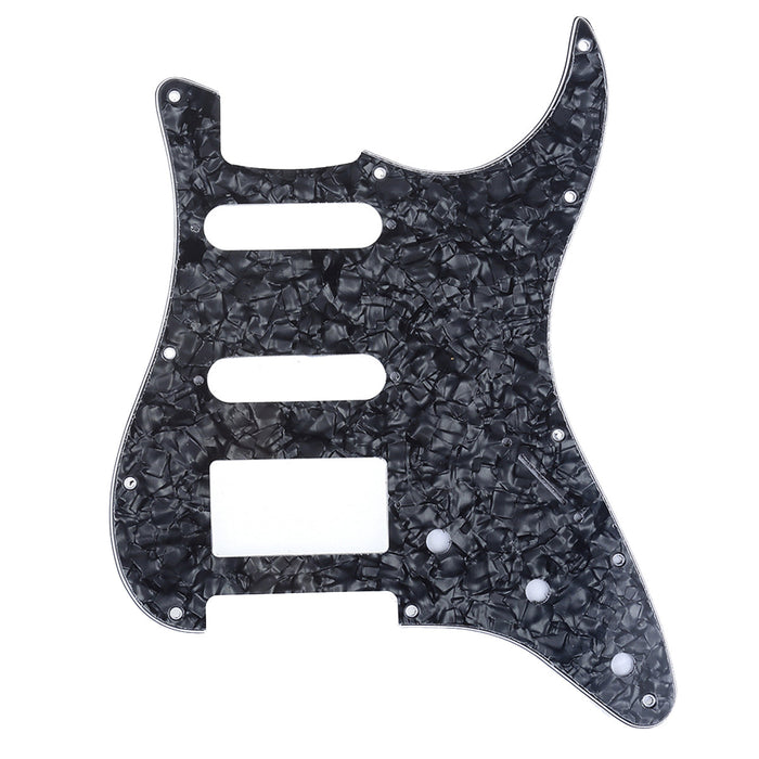 musiclily pro 11 hole modern style strat hss pickguard for american stratocaster guitar 3ply 4ply mx1382p, black pearl