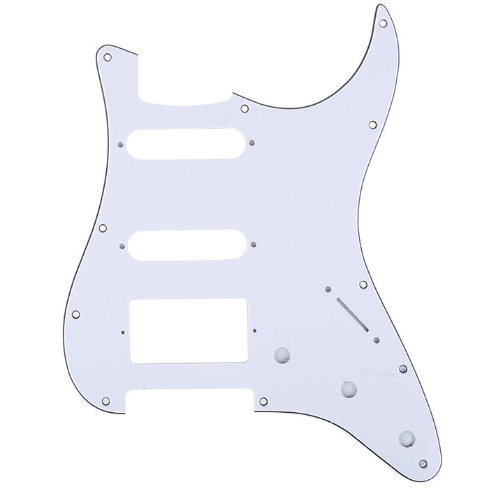 musiclily pro 11 hole modern style strat hss pickguard for american stratocaster guitar 3ply 4ply mx1382p, white