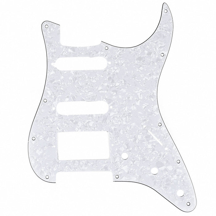 musiclily pro 11 hole modern style strat hss pickguard for american stratocaster guitar 3ply 4ply mx1382p, white pearl