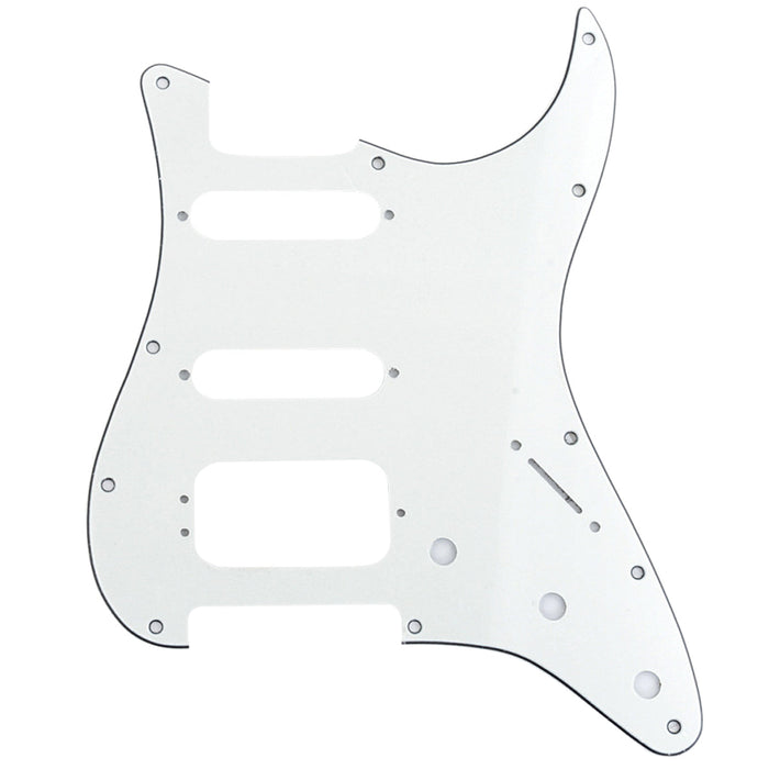 musiclily pro 11 hole round corner hss guitar strat pickguard for usa mexican strat 3 screw humbucking mounting open pickup 3ply 4ply mx1384p, aged white