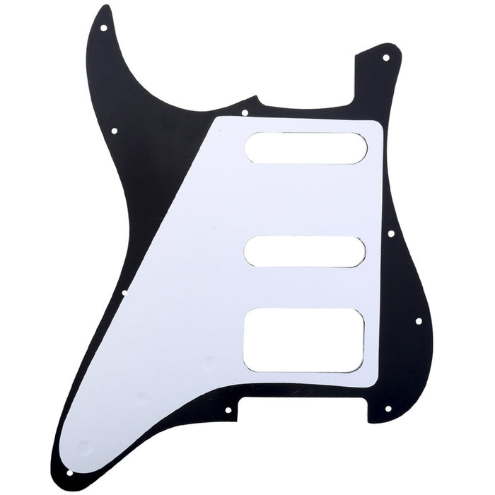 Musiclily Pro 11穴 ラウンドコーナー HSS STタイプピックガード USA/メキシコStratストラトギター用 3点止めオープンタイプのハムバッキングピックアップ 4プライ エイジドホワイトパール