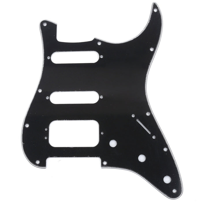 musiclily pro 11 hole round corner hss guitar strat pickguard for usa mexican strat 3 screw humbucking mounting open pickup 3ply 4ply mx1384p, black