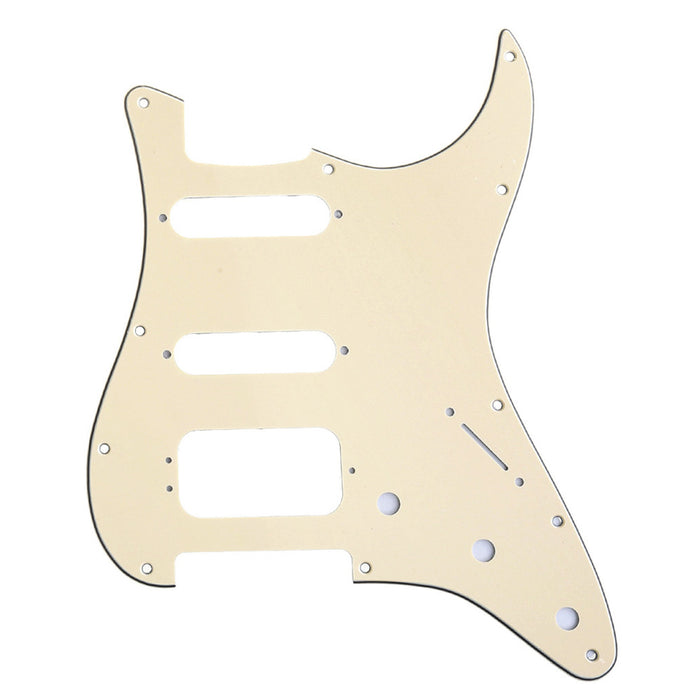 musiclily pro 11 hole round corner hss guitar strat pickguard for usa mexican strat 3 screw humbucking mounting open pickup 3ply 4ply mx1384p cream